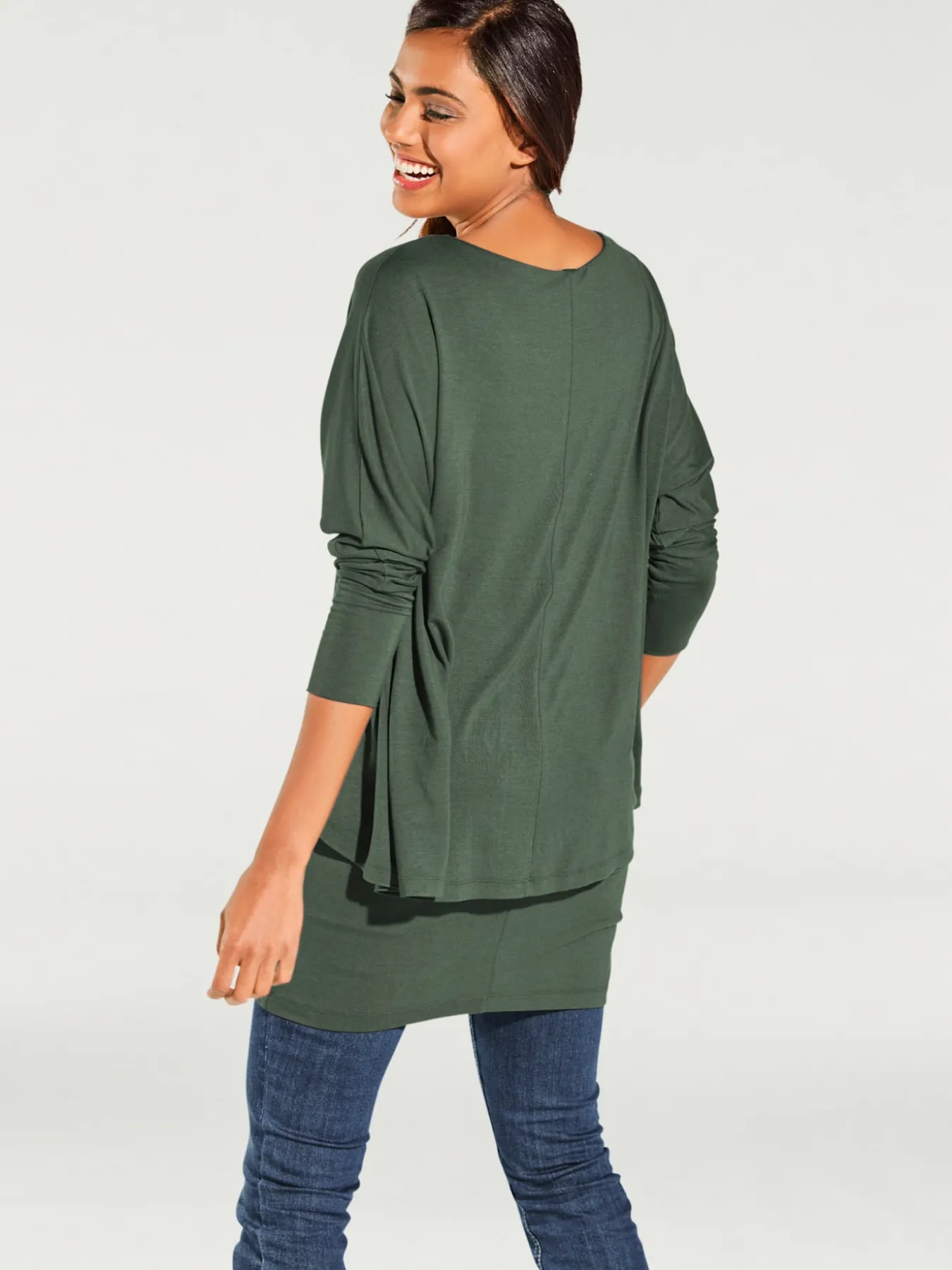 T-shirt à encolure ronde look décontracté tendance, manches chauve-souris
