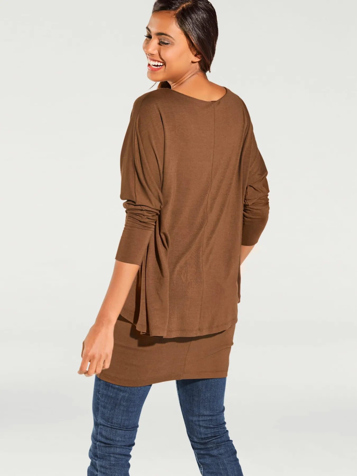 T-shirt à encolure ronde look décontracté tendance, manches chauve-souris