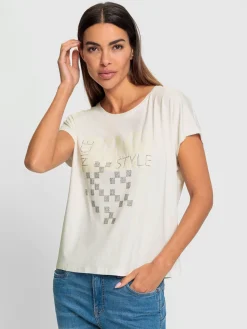 T-shirt à encolure ronde motif imprimé exclusif devant