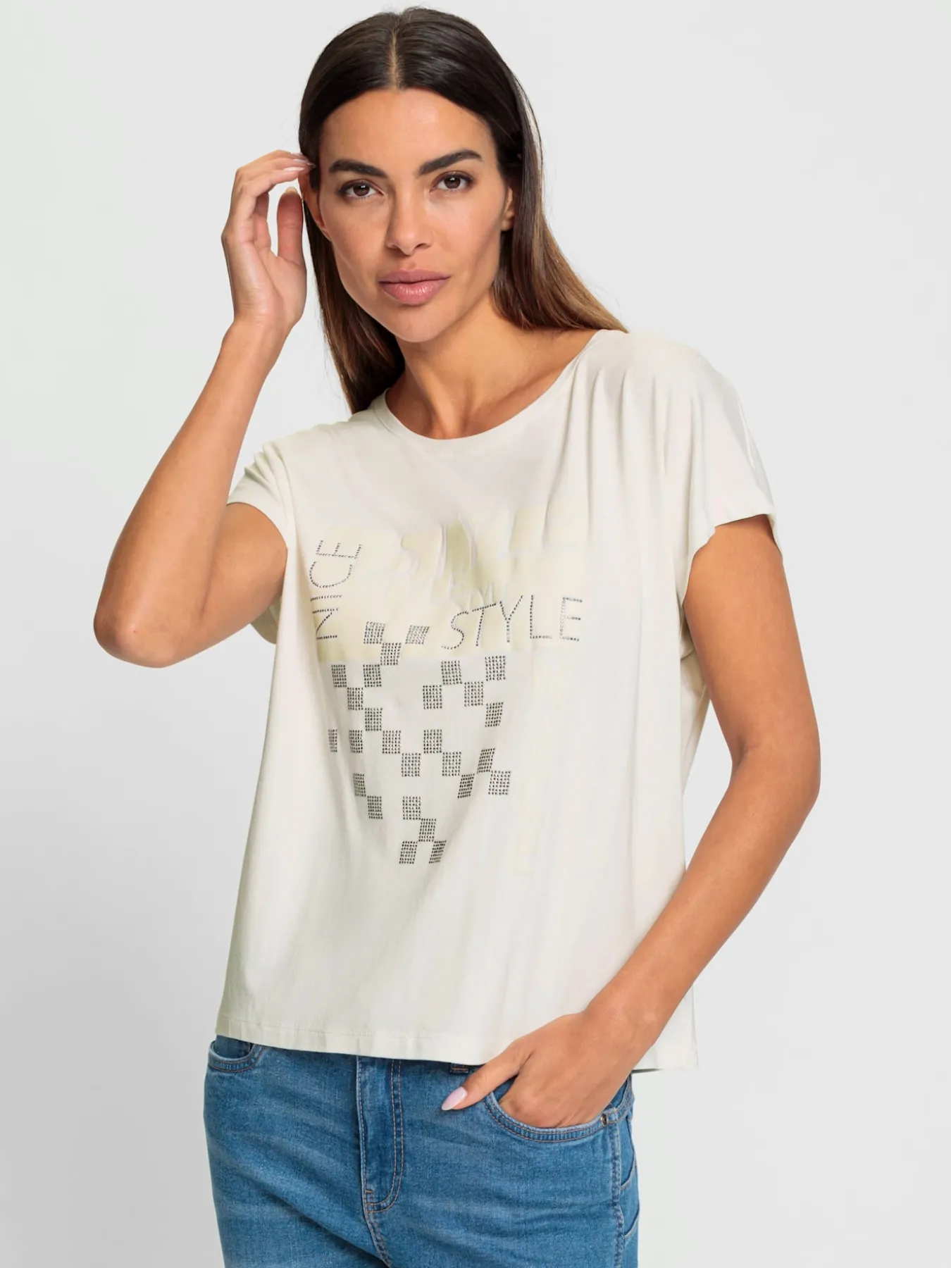 T-shirt à encolure ronde motif imprimé exclusif devant
