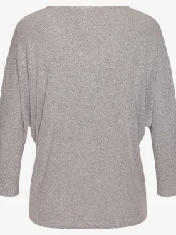 T-shirt à manches 3/4 bouton brillant à strass au niveau de l'encolure