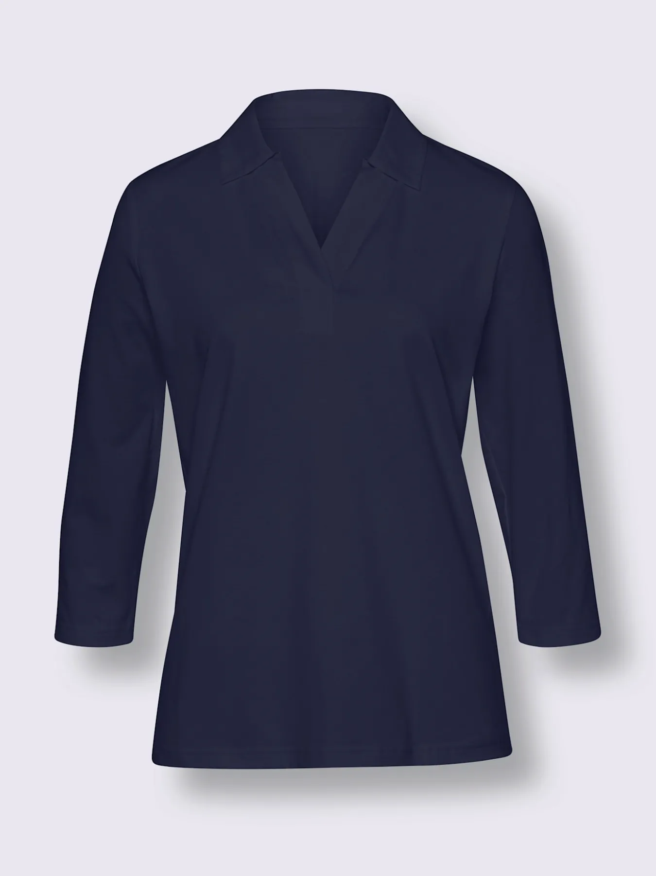 T-shirt à manches 3/4 col polo avec encolure en v
