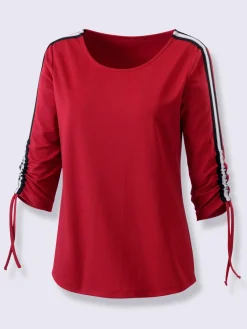 T-shirt à manches 3/4 crêpe et jersey