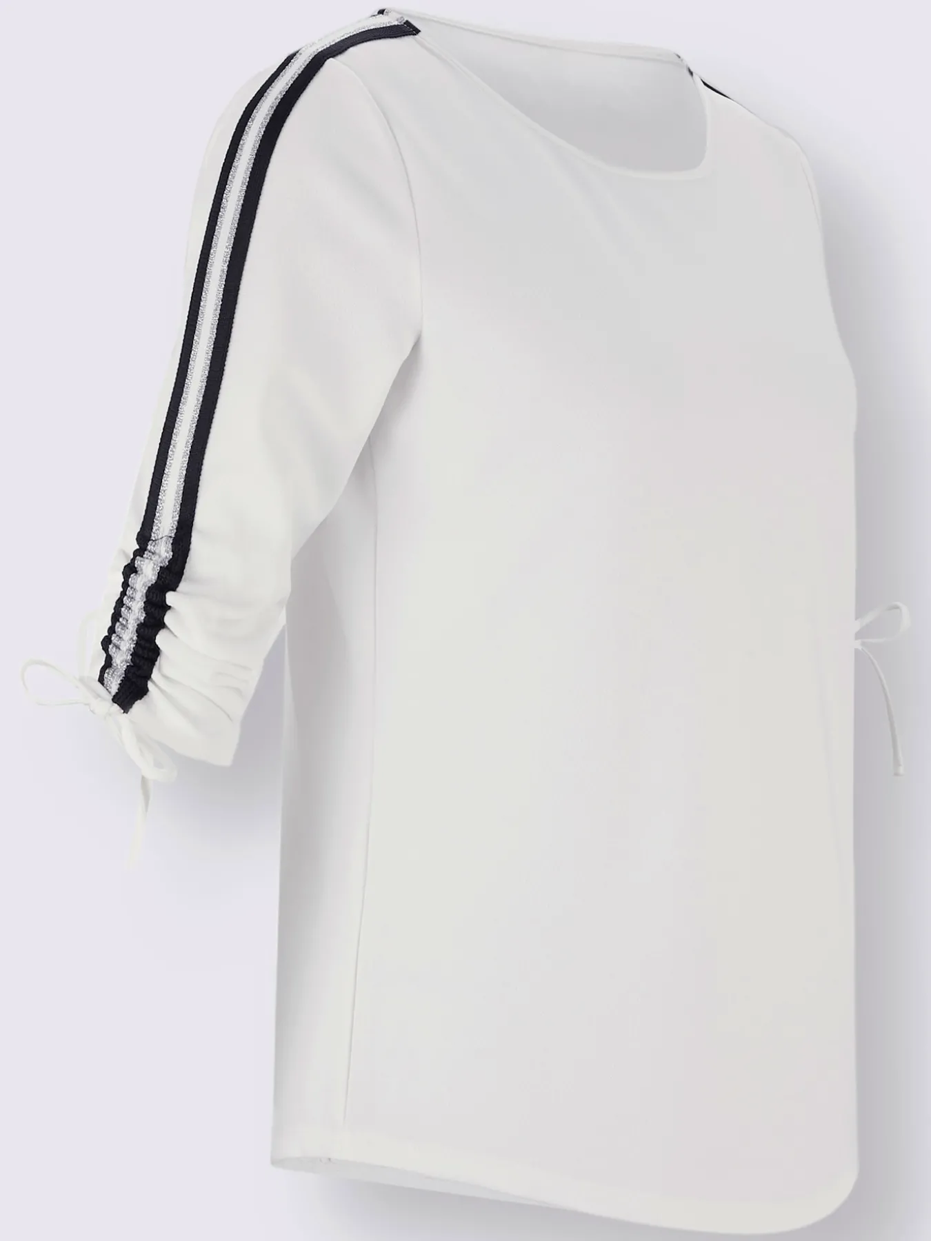 T-shirt à manches 3/4 crêpe et jersey