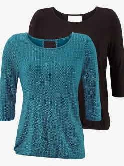 T-shirt à manches 3/4 découpe tendance dans le cou