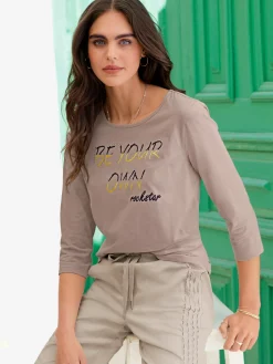 T-shirt à manches 3/4 inscription tendance