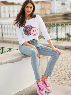 T-shirt à manches 3/4 joli imprimé devant