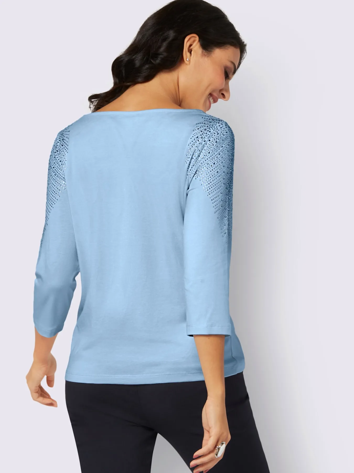 T-shirt à manches 3/4 jolies pierres brillantes fantaisie