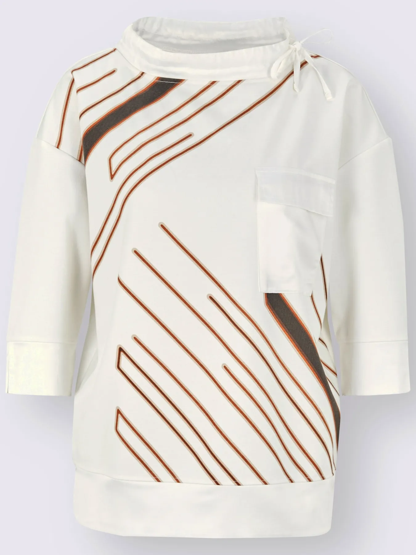 T-shirt à manches 3/4 large col montant avec coulisse