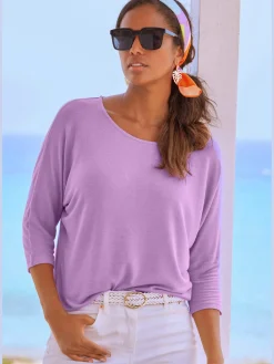 T-shirt à manches 3/4 manches chauve-souris pour un look décontracté
