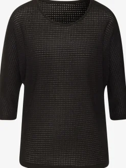 T-shirt à manches 3/4 matière gaufrée légèrement transparente