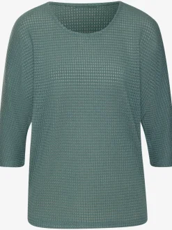 T-shirt à manches 3/4 matière gaufrée légèrement transparente