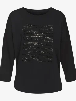 T-shirt à manches 3/4 motif en strass de qualité