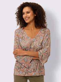 T-shirt à manches 3/4 motif paisley coloré