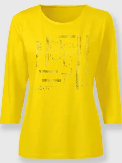 T-shirt à manches 3/4 petites pierres brillantes fantaisie
