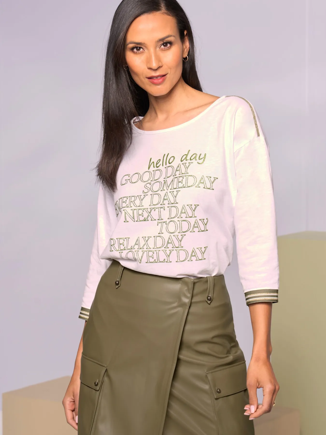 T-shirt à manches 3/4 pur coton