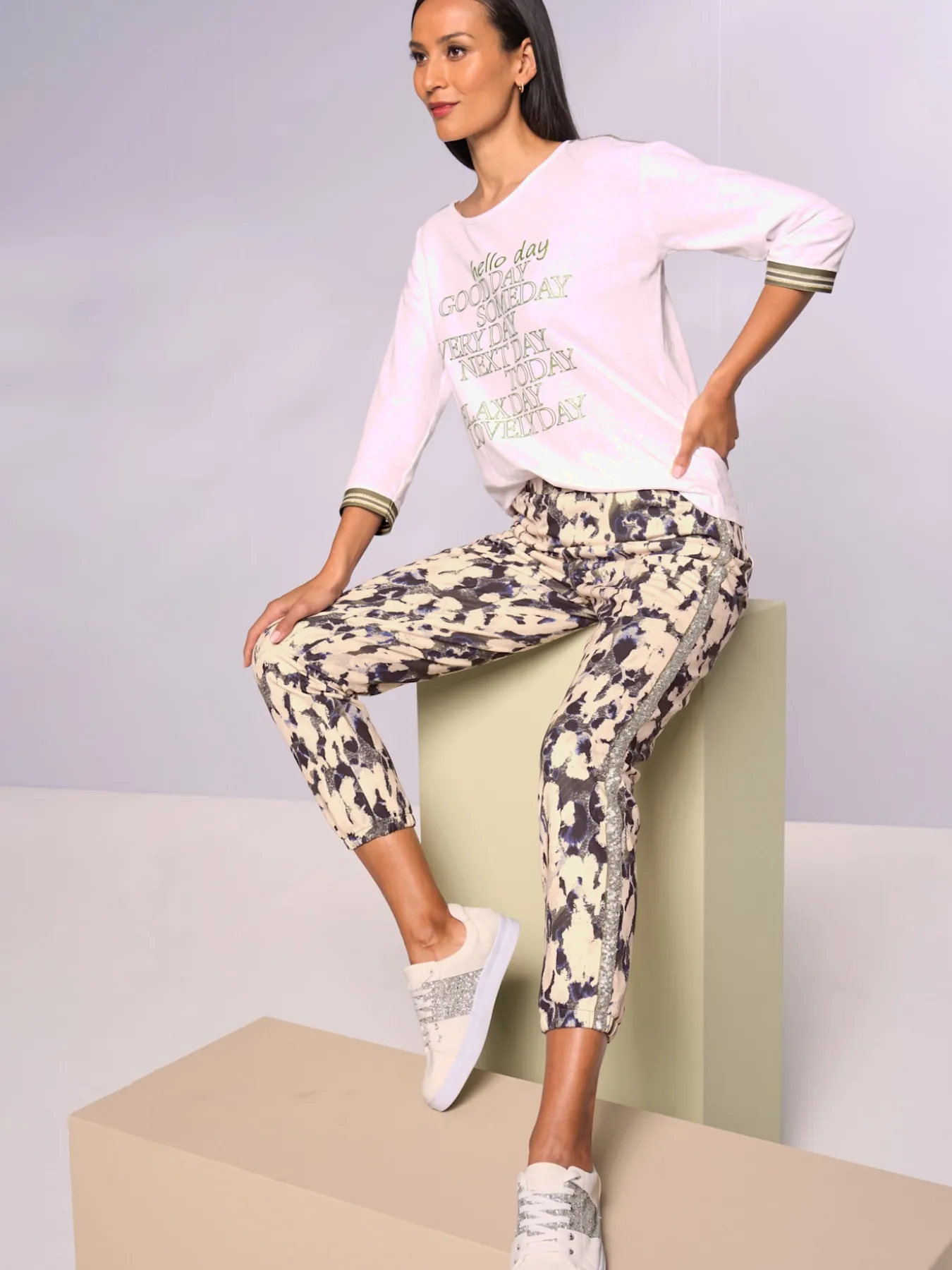 T-shirt à manches 3/4 pur coton