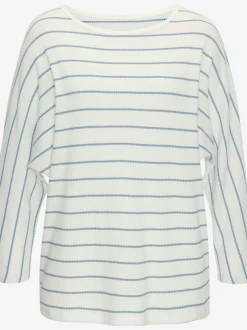 T-shirt à manches 3/4 rayures structurées