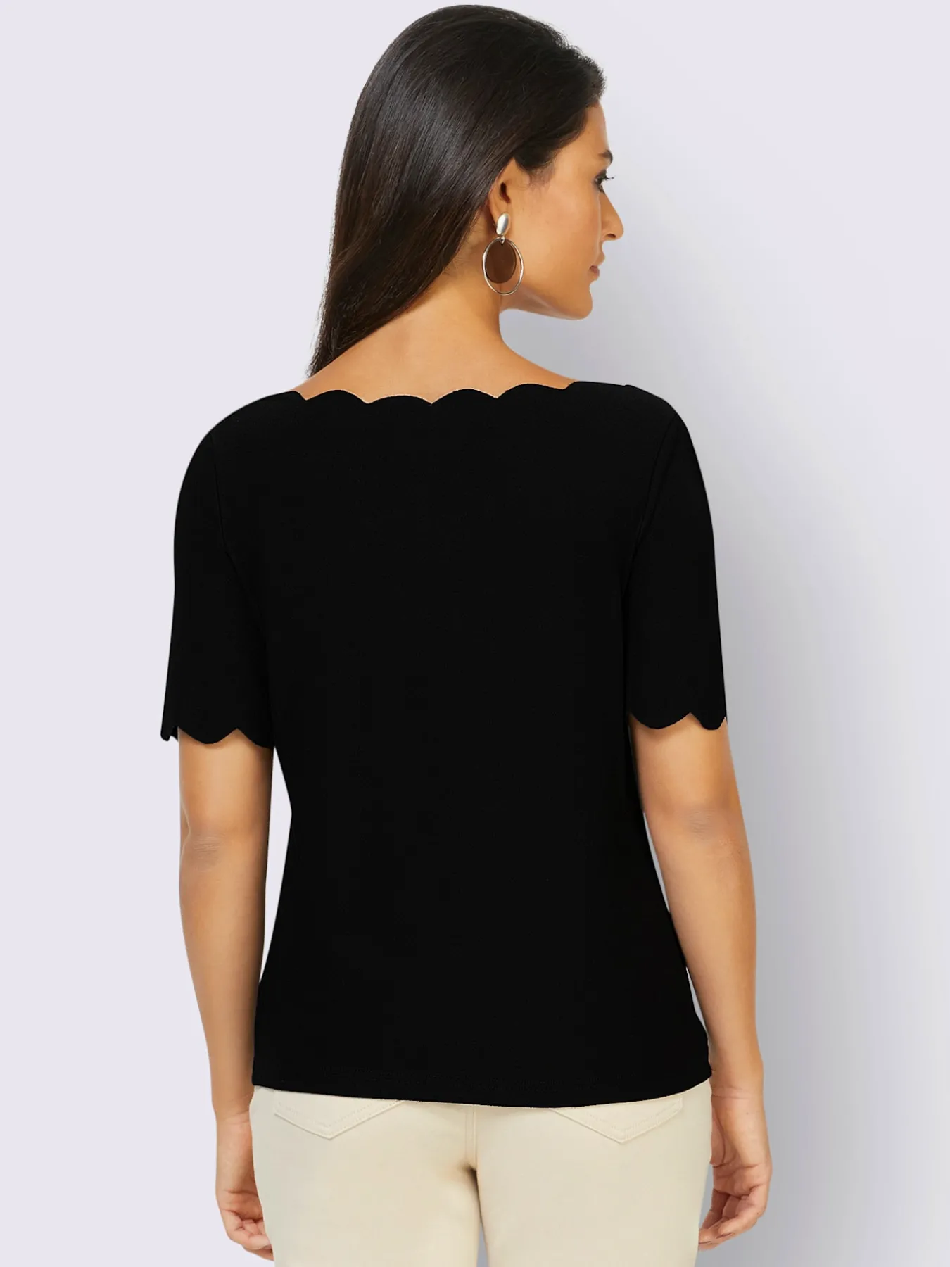T-shirt à manches courtes bords arrondis féminins