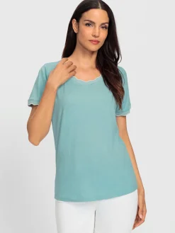 T-shirt à manches courtes bords ondulés élégants