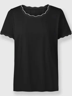 T-shirt à manches courtes bords ondulés élégants