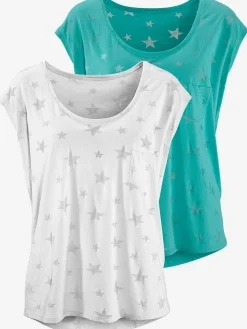 T-shirt à manches courtes dévoré légèrement transparent avec motif étoile