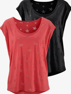 T-shirt à manches courtes dévoré légèrement transparent avec motif étoile