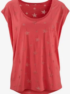 T-shirt à manches courtes dévoré légèrement transparent avec motif étoile