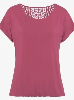 T-shirt à manches courtes empiècement en crochet doux au dos