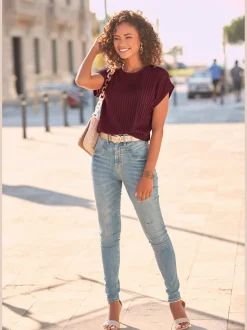 T-shirt à manches courtes encolure haute