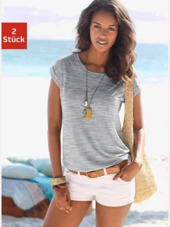T-shirt à manches courtes effet structuré bicolore