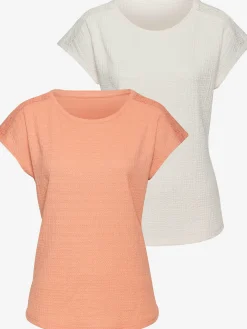 T-shirt à manches courtes empiècement crochet fin aux épaules