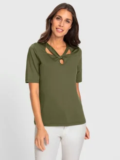 T-shirt à manches courtes encolure raffinée