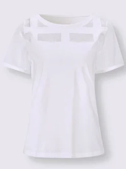 T-shirt à manches courtes empiècements maille décoratifs