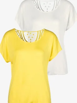 T-shirt à manches courtes empiècement en crochet doux au dos