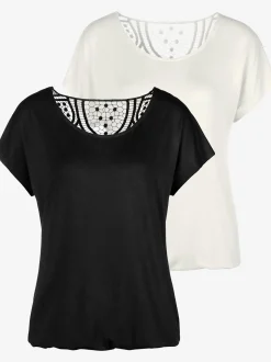 T-shirt à manches courtes empiècement en crochet doux au dos