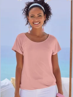 T-shirt à manches courtes empiècement en crochet doux au dos