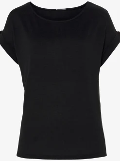 T-shirt à manches courtes gros bouton imitation bois à la finition des manches