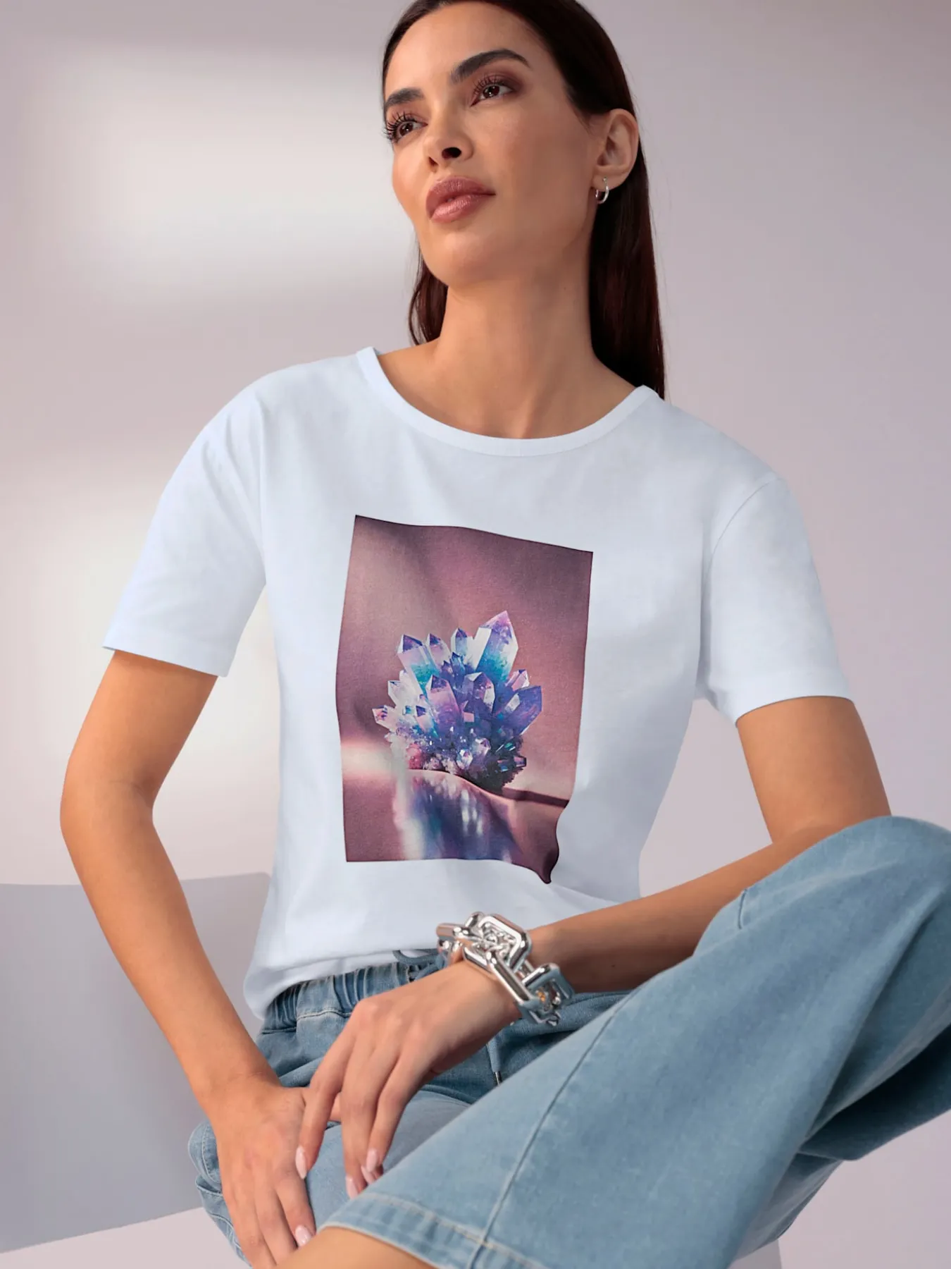 T-shirt à manches courtes imprimé assorti