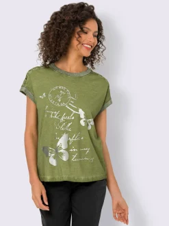 T-shirt à manches courtes imprimé feuille brillant