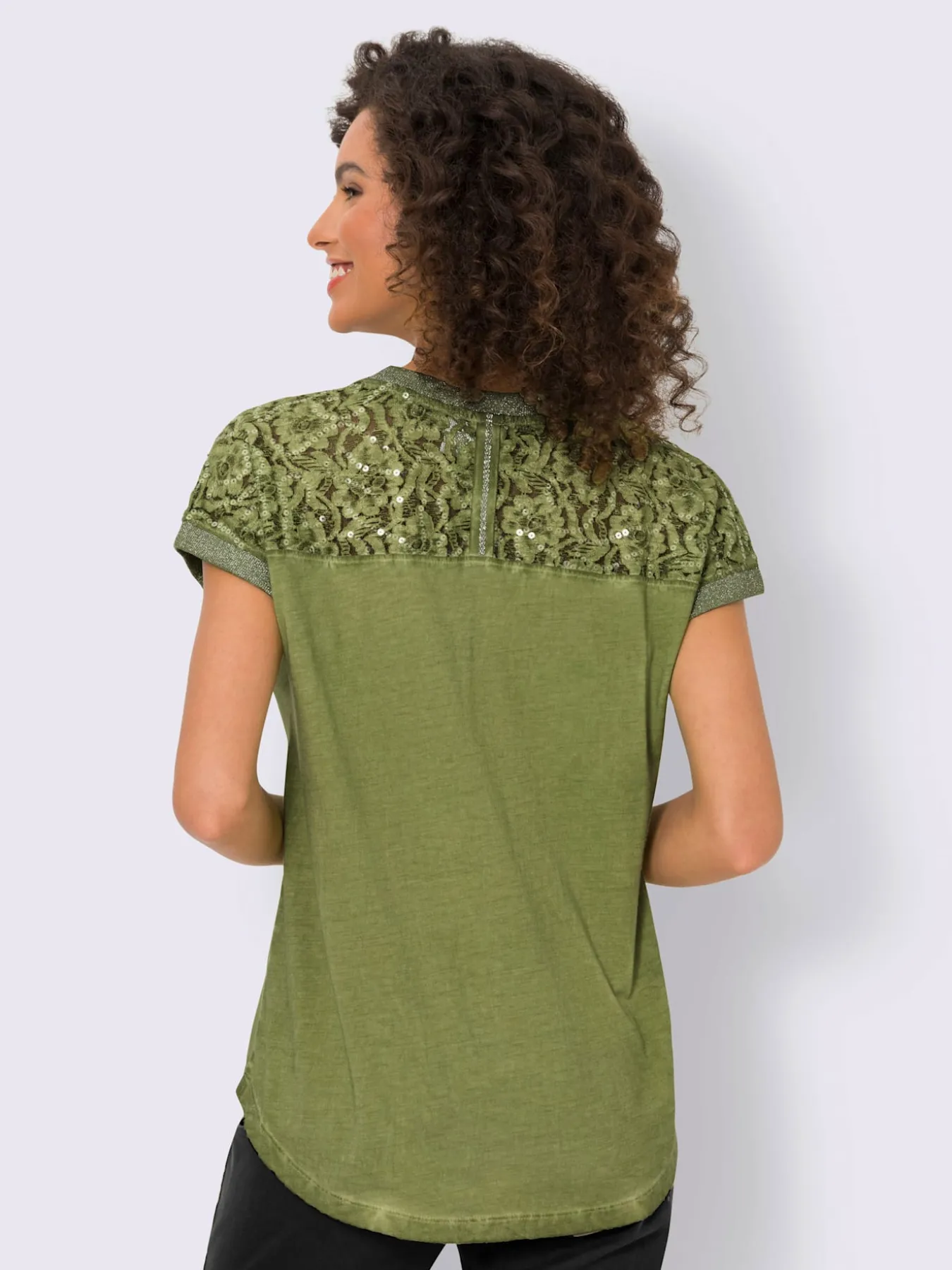 T-shirt à manches courtes imprimé feuille brillant