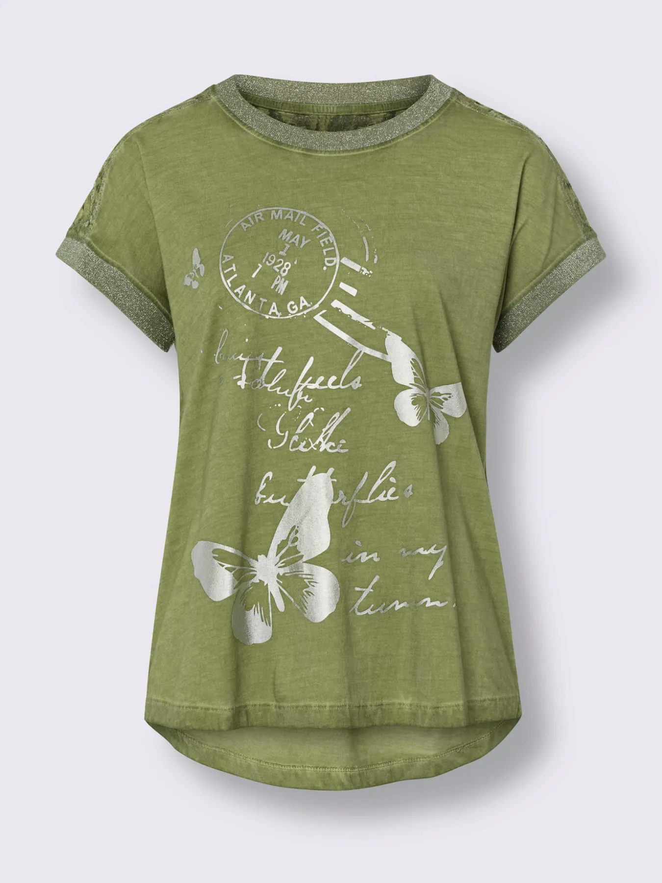 T-shirt à manches courtes imprimé feuille brillant