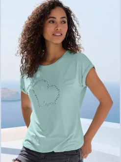T-shirt à manches courtes imprimé cœur lascana