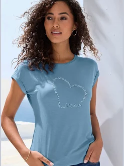 T-shirt à manches courtes imprimé cœur lascana