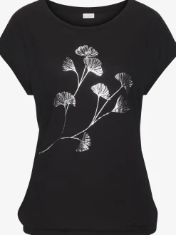 T-shirt à manches courtes imprimé feuille de qualité avec design floral