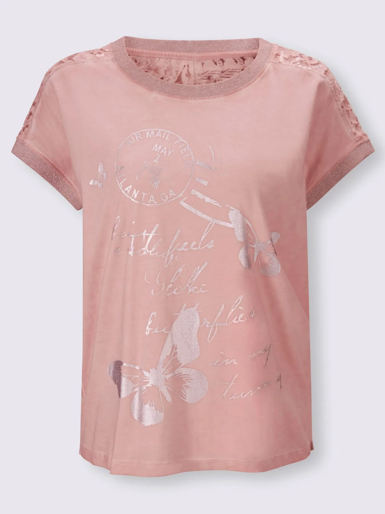 T-shirt à manches courtes imprimé feuille brillant