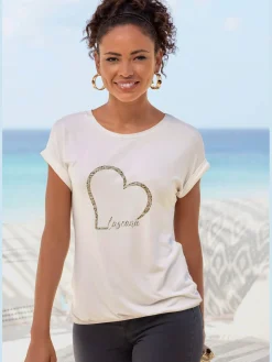 T-shirt à manches courtes imprimé cœur lascana