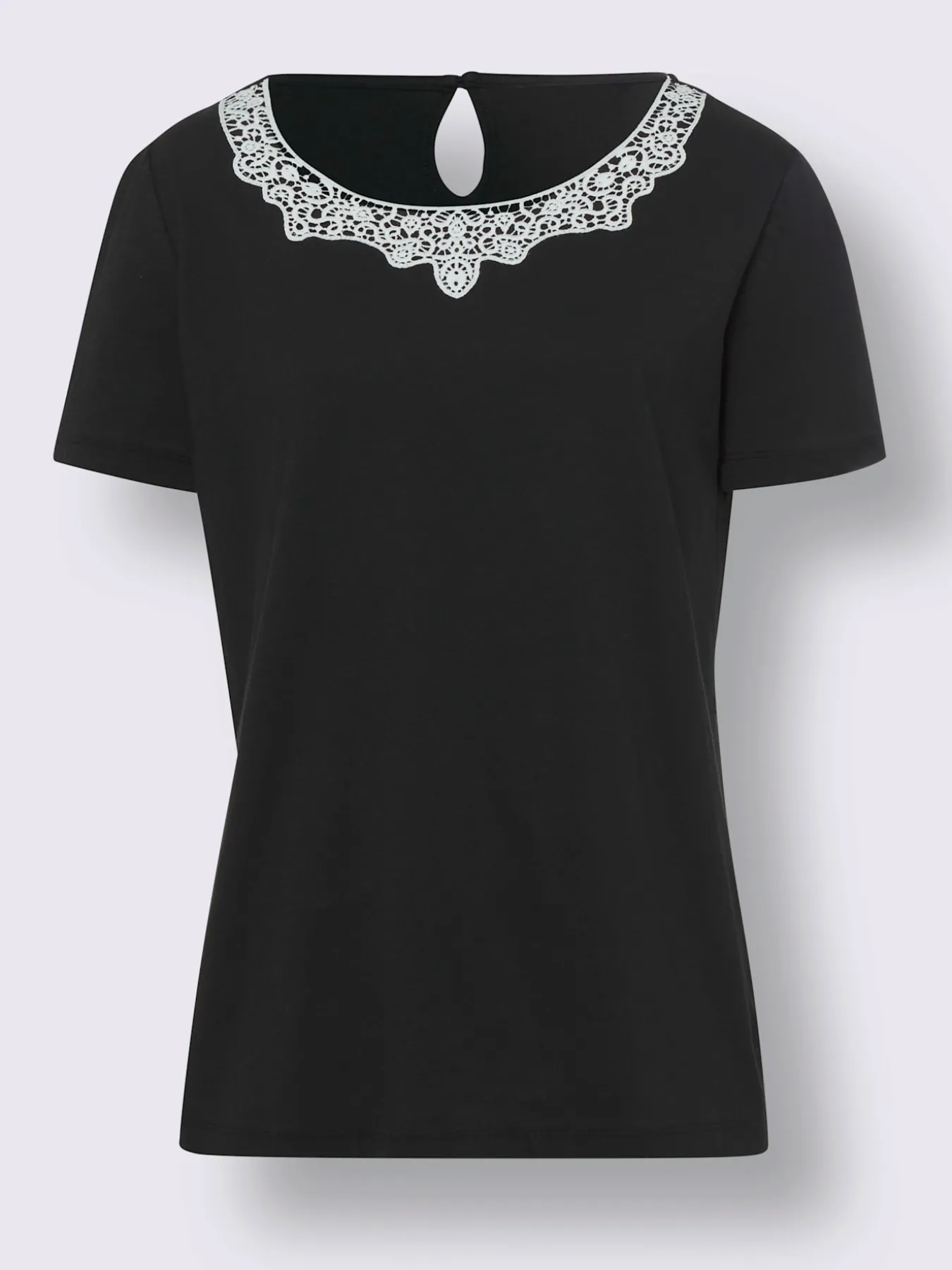 T-shirt à manches courtes jolie dentelle sur l'encolure