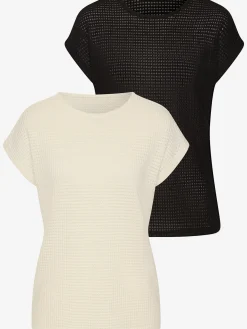 T-shirt à manches courtes matière gaufrée légèrement transparente
