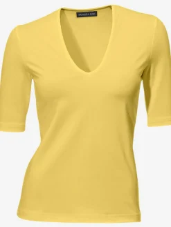 T-shirt à manches courtes manches mi-longues et encolure en v féminine